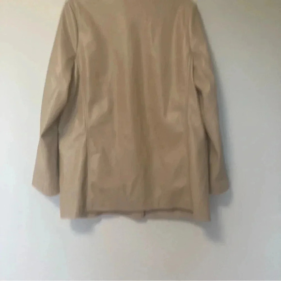 Topshop faux  leather double breasted beige cream blazer - Picture 3 of 11